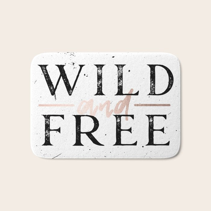 Wild and Free Rose Gold on White Bath Mat Gallery Image 1