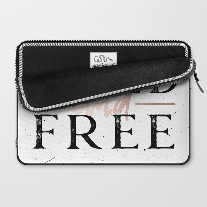 Wild and Free Rose Gold on White Laptop Sleeve Gallery Image 2