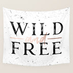 Wild and Free Rose Gold on White Wall Tapestry Gallery Image 4