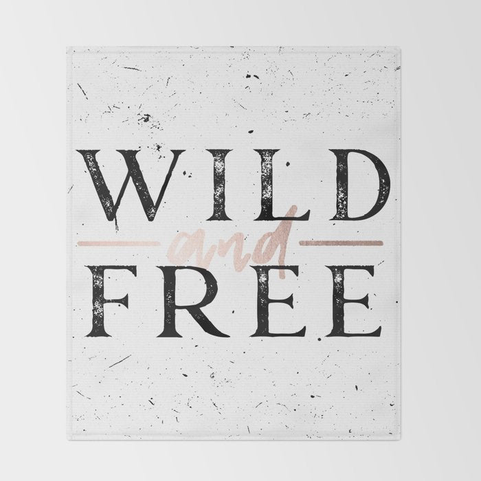 Wild and Free Rose Gold on White Throw Blanket Gallery Image 2
