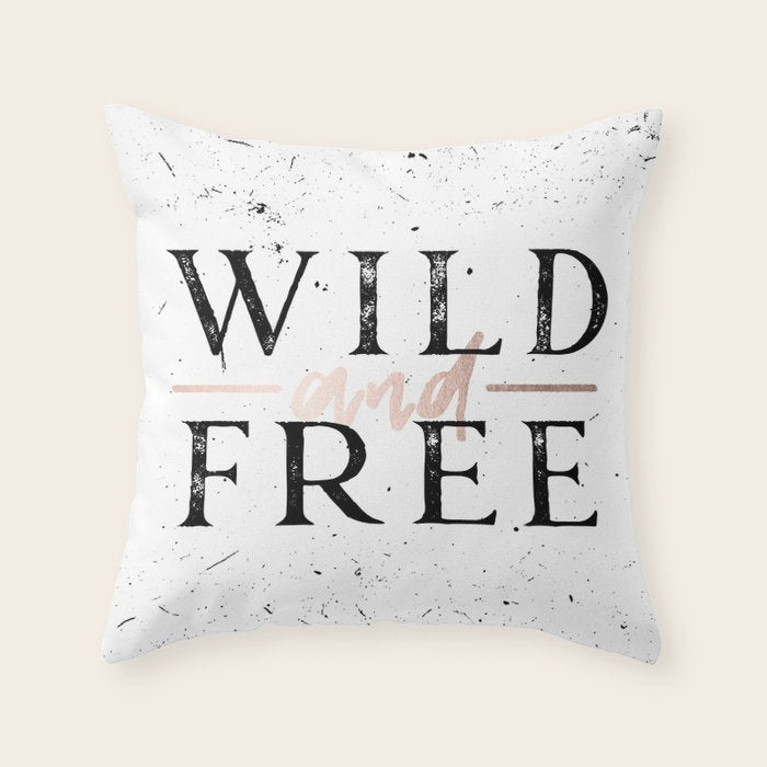 Wild and Free Rose Gold on White Throw Pillow Gallery Image 6