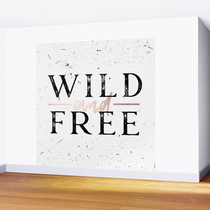 Wild and Free Rose Gold on White Wall Mural Gallery Image 2