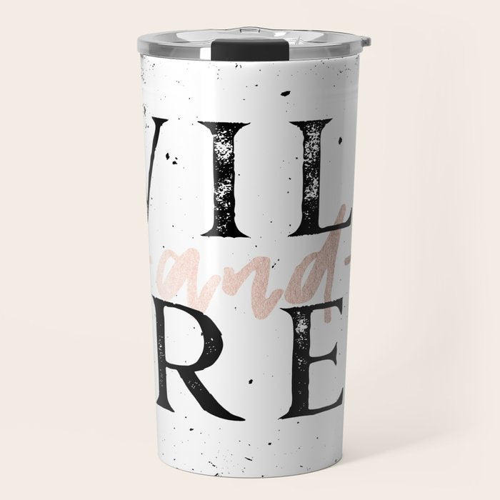 Wild and Free Rose Gold on White Travel Mug Gallery Image 1
