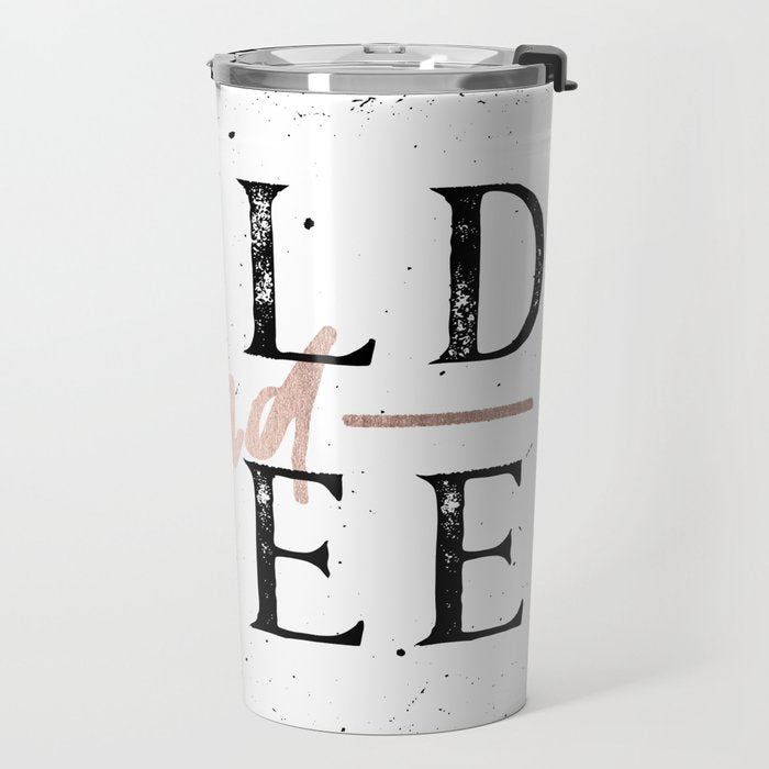 Wild and Free Rose Gold on White Travel Mug Gallery Image 2