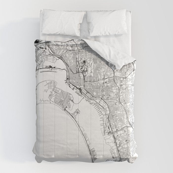 San Diego White Map Comforter Gallery Image 1