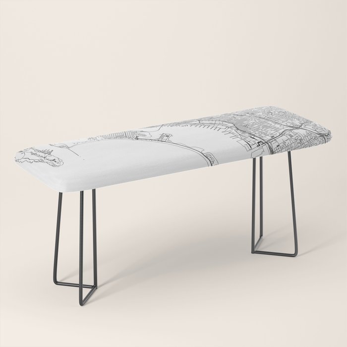 San Diego White Map Bench Gallery Image 1