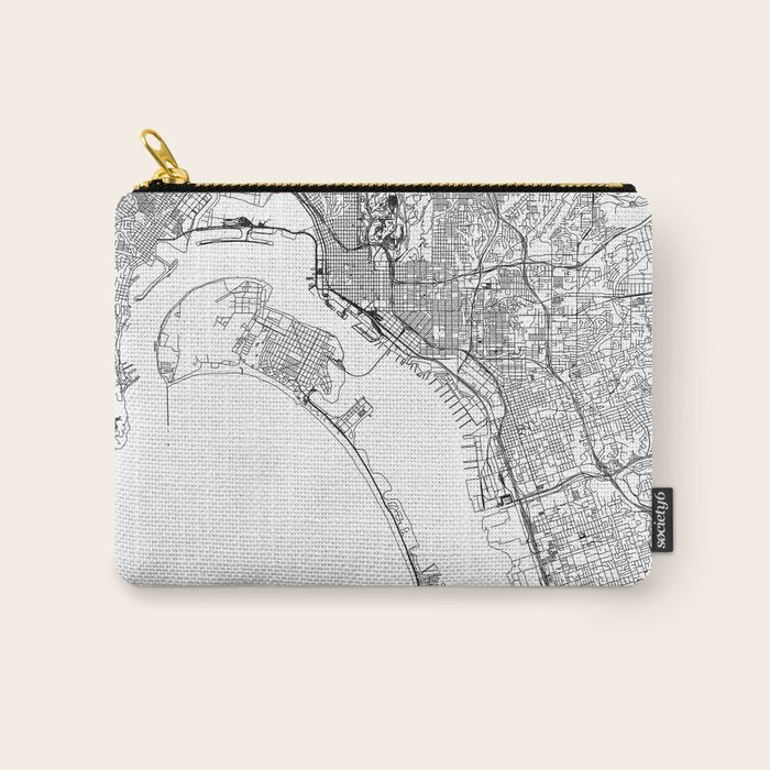 San Diego White Map Carry All Pouch Gallery Image 1