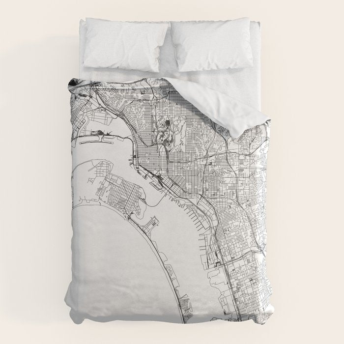 San Diego White Map Duvet Cover Gallery Image 6