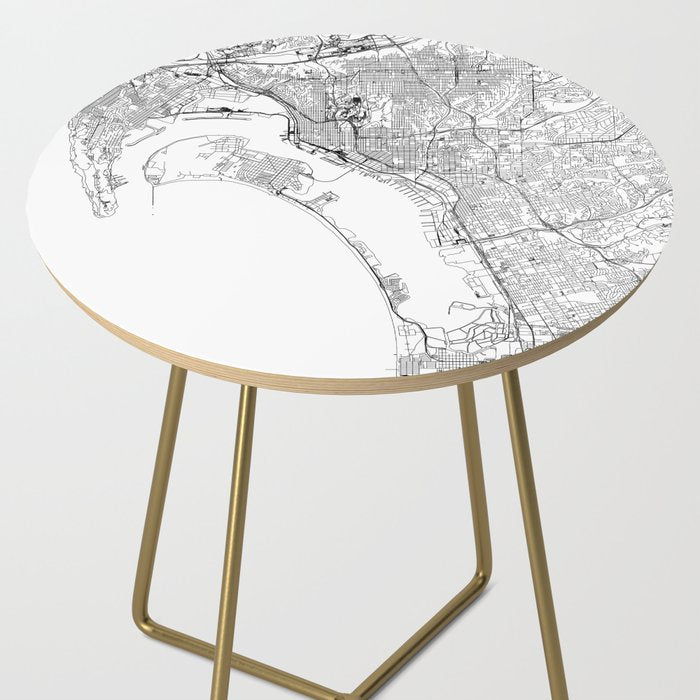 San Diego White Map Side Table Gallery Image 2