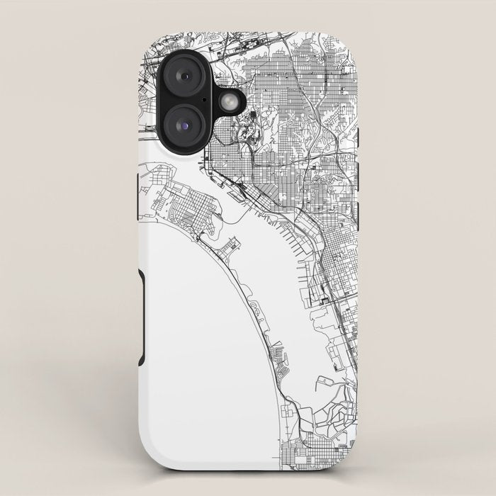 San Diego White Map iPhone Case Gallery Image 1