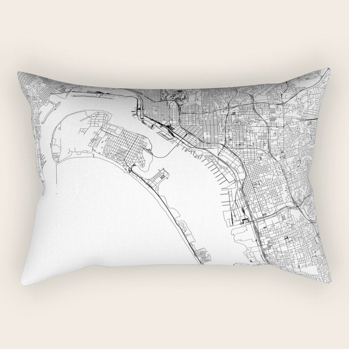San Diego White Map Rectangular Pillow Gallery Image 2