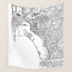 San Diego White Map Wall Tapestry Gallery Image 4