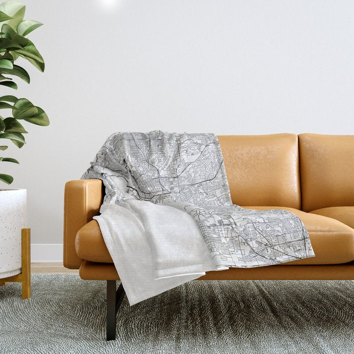 San Diego White Map Throw Blanket Gallery Image 1