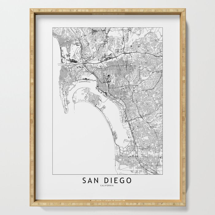 San Diego White Map Serving Tray Gallery Image 1