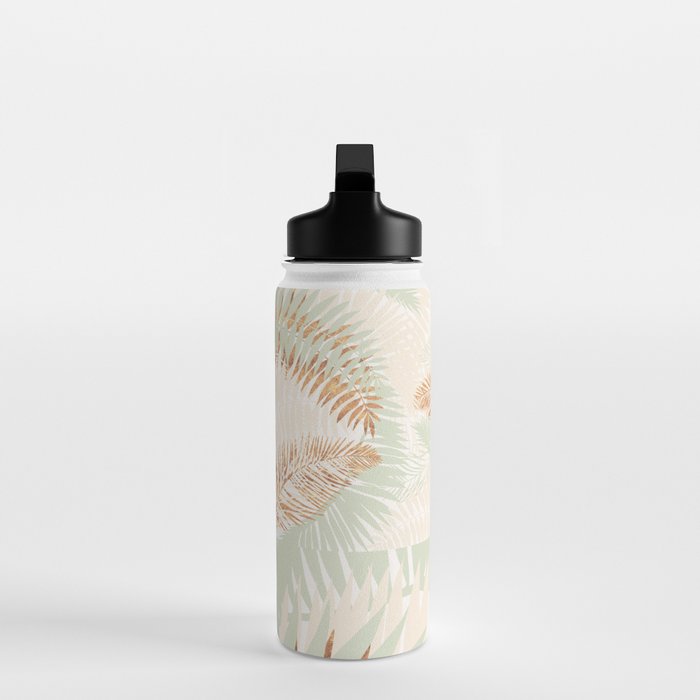 My blush and copper abstract Aloha Tropical Jungle Palm Garden Water Bottle Gallery Image 3