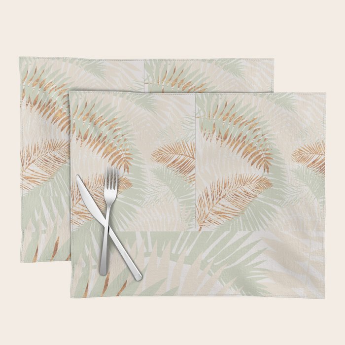 My blush and copper abstract Aloha Tropical Jungle Palm Garden Placemat Gallery Image 1