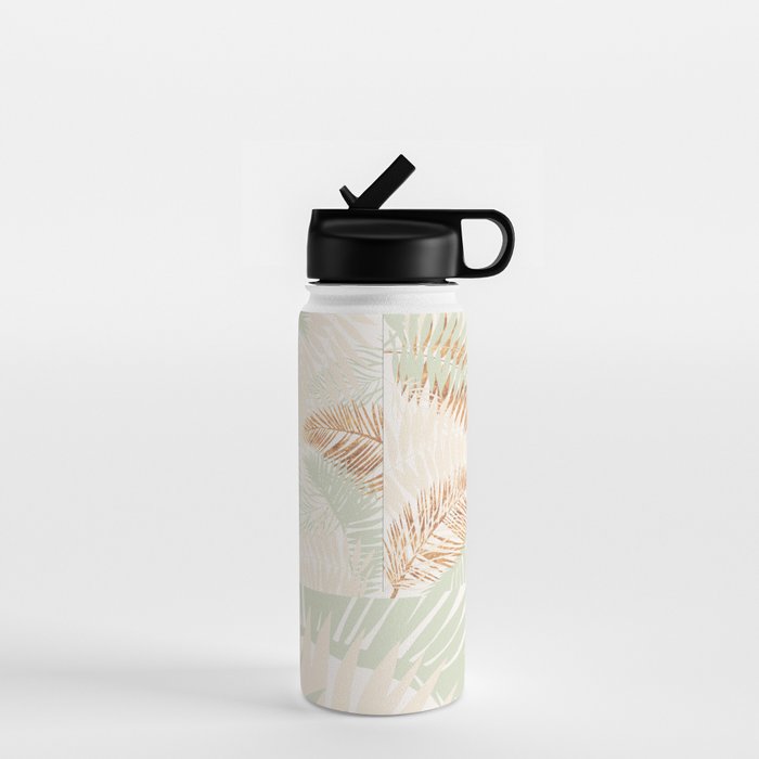 My blush and copper abstract Aloha Tropical Jungle Palm Garden Water Bottle Gallery Image 1