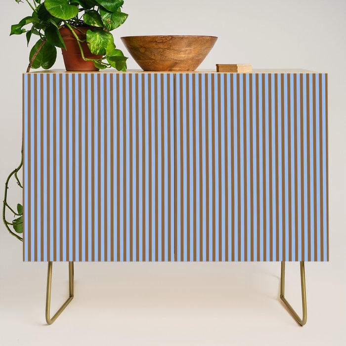 Narrow Stripes Vertical Pattern in Brown and Blue Credenza Gallery Image 1