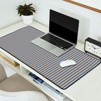 Narrow Stripes Vertical Pattern in Brown and Blue Desk Mat Gallery Image 2