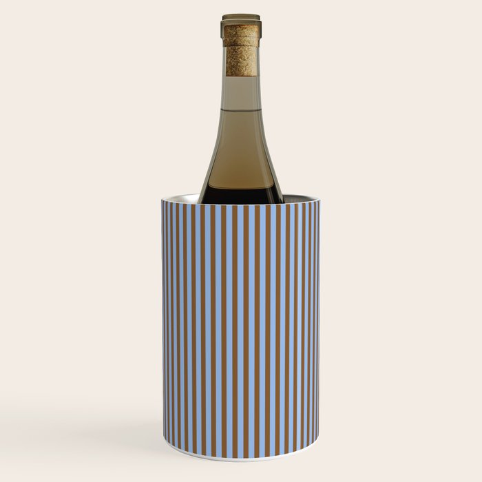 Narrow Stripes Vertical Pattern in Brown and Blue Wine Chiller Gallery Image 3
