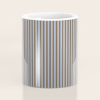 Narrow Stripes Vertical Pattern in Brown and Blue Coffee Mug Gallery Image 4