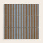 Narrow Stripes Vertical Pattern in Brown and Blue Wood Wall Art Gallery Image 1