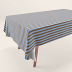 Narrow Stripes Vertical Pattern in Brown and Blue Tablecloth Gallery Image 1
