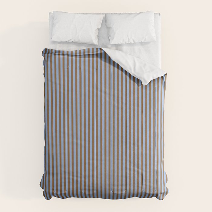 Narrow Stripes Vertical Pattern in Brown and Blue Comforter Gallery Image 6