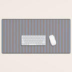 Narrow Stripes Vertical Pattern in Brown and Blue Desk Mat Gallery Image 1