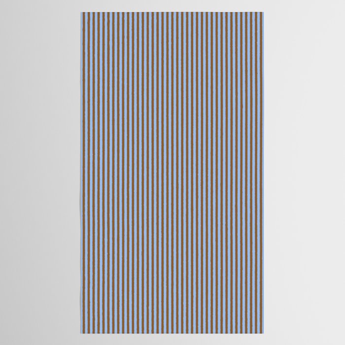 Narrow Stripes Vertical Pattern in Brown and Blue Tablecloth Gallery Image 2