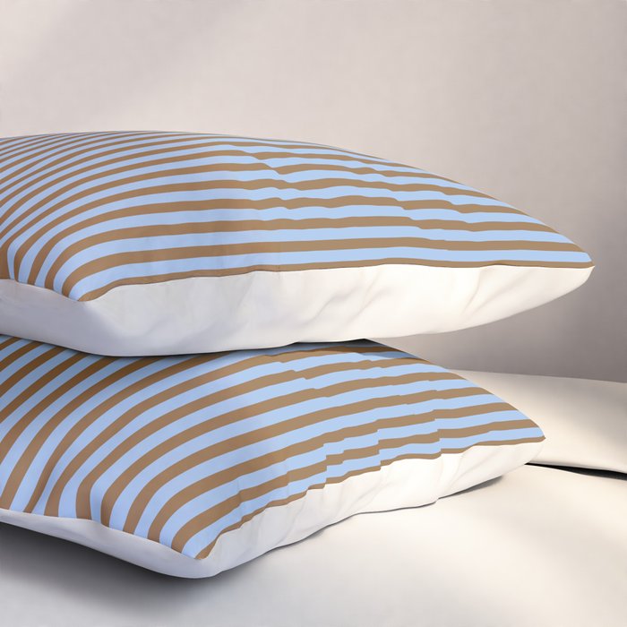 Narrow Stripes Vertical Pattern in Brown and Blue Pillow Sham Gallery Image 3