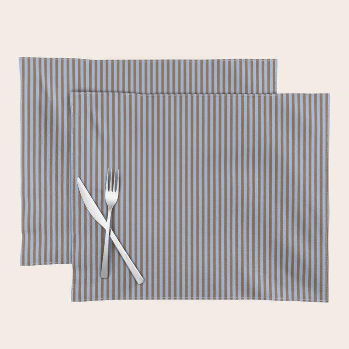 Narrow Stripes Vertical Pattern in Brown and Blue Placemat Gallery Image 1