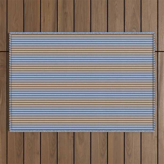 Narrow Stripes Vertical Pattern in Brown and Blue Outdoor Rug Gallery Image 1
