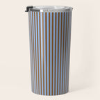 Narrow Stripes Vertical Pattern in Brown and Blue Travel Mug Gallery Image 3