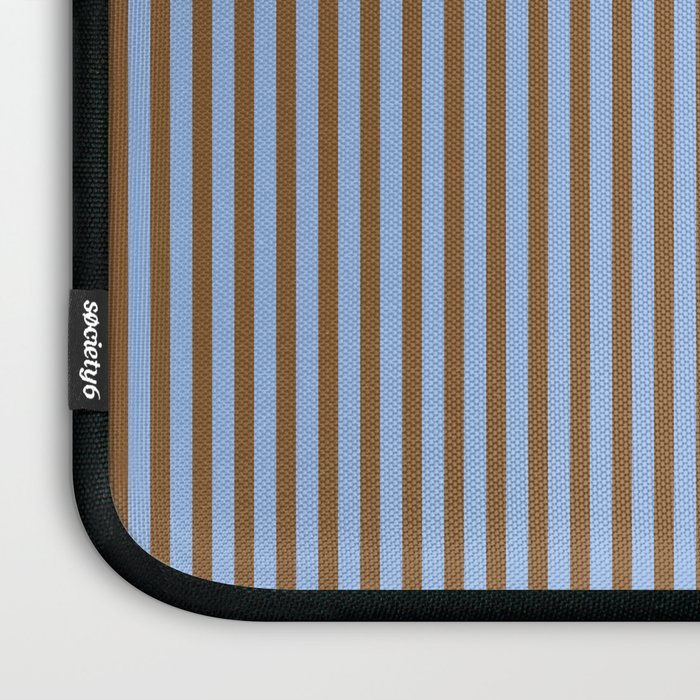 Narrow Stripes Vertical Pattern in Brown and Blue Laptop Sleeve Gallery Image 3