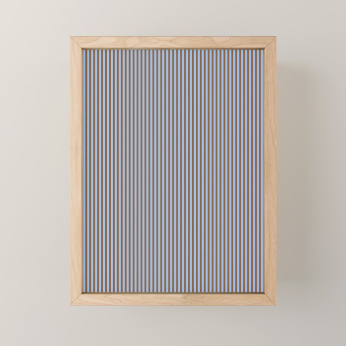 Narrow Stripes Vertical Pattern in Brown and Blue Mini Art Print Gallery Image 1