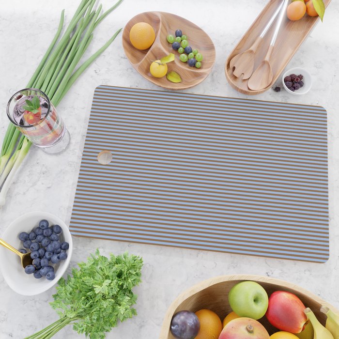 Narrow Stripes Vertical Pattern in Brown and Blue Cutting Board Gallery Image 2