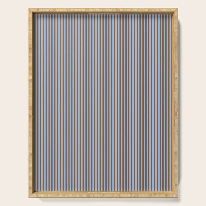 Narrow Stripes Vertical Pattern in Brown and Blue Serving Tray Gallery Image 1