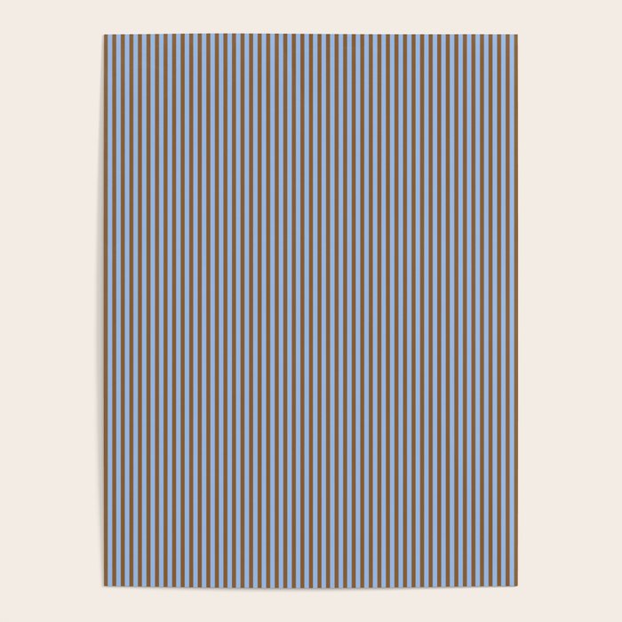 Narrow Stripes Vertical Pattern in Brown and Blue Poster Gallery Image 4