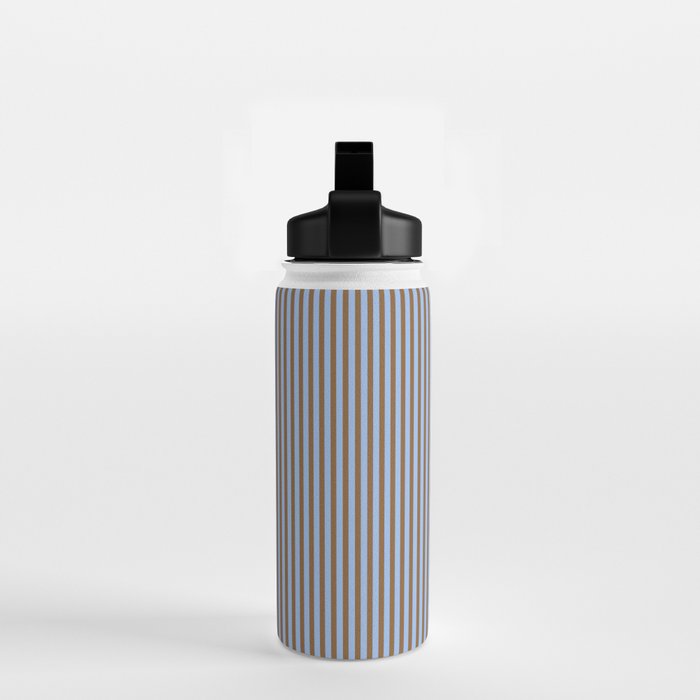 Narrow Stripes Vertical Pattern in Brown and Blue Water Bottle Gallery Image 2