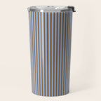 Narrow Stripes Vertical Pattern in Brown and Blue Travel Mug Gallery Image 2