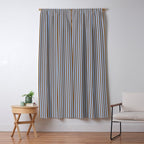 Narrow Stripes Vertical Pattern in Brown and Blue Window Curtain Gallery Image 5
