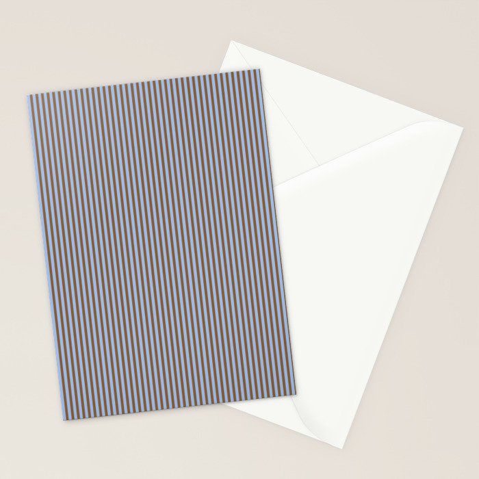 Narrow Stripes Vertical Pattern in Brown and Blue Stationery Card Gallery Image 2