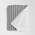 Narrow Stripes Vertical Pattern in Brown and Blue Throw Blanket Gallery Image 3