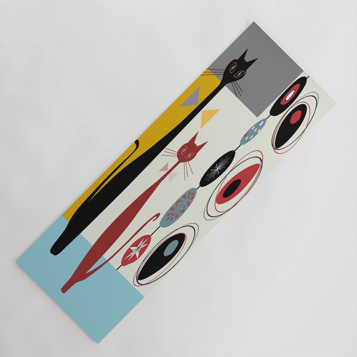 Mid-Century Modern Art Cats Yoga Mat Gallery Image 1