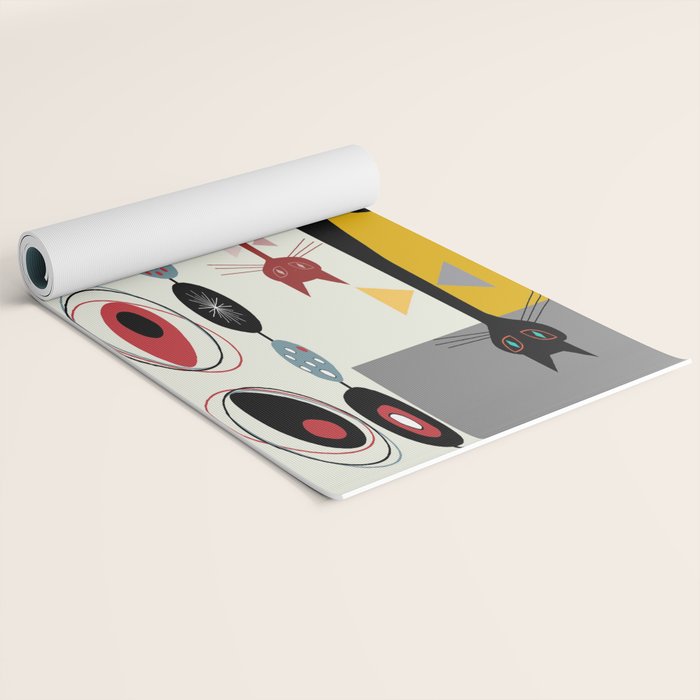 Mid-Century Modern Art Cats Yoga Mat Gallery Image 2