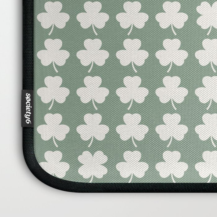 Clovers XXXVII Sage Green Botanical Pattern Laptop Sleeve Gallery Image 3