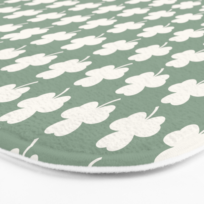 Clovers XXXVII Sage Green Botanical Pattern Bath Mat Gallery Image 3