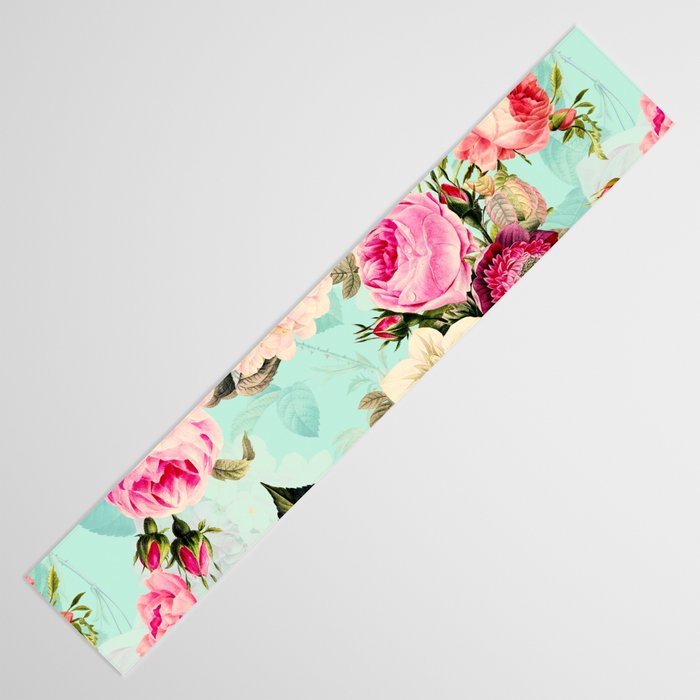 Vintage & Shabby Chic - Summer Teal Roses Flower Garden Table Runner Gallery Image 3