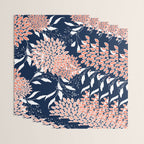 Floral Blooms and Leaves, Navy, Coral and White Wrapping Paper Gallery Image 3